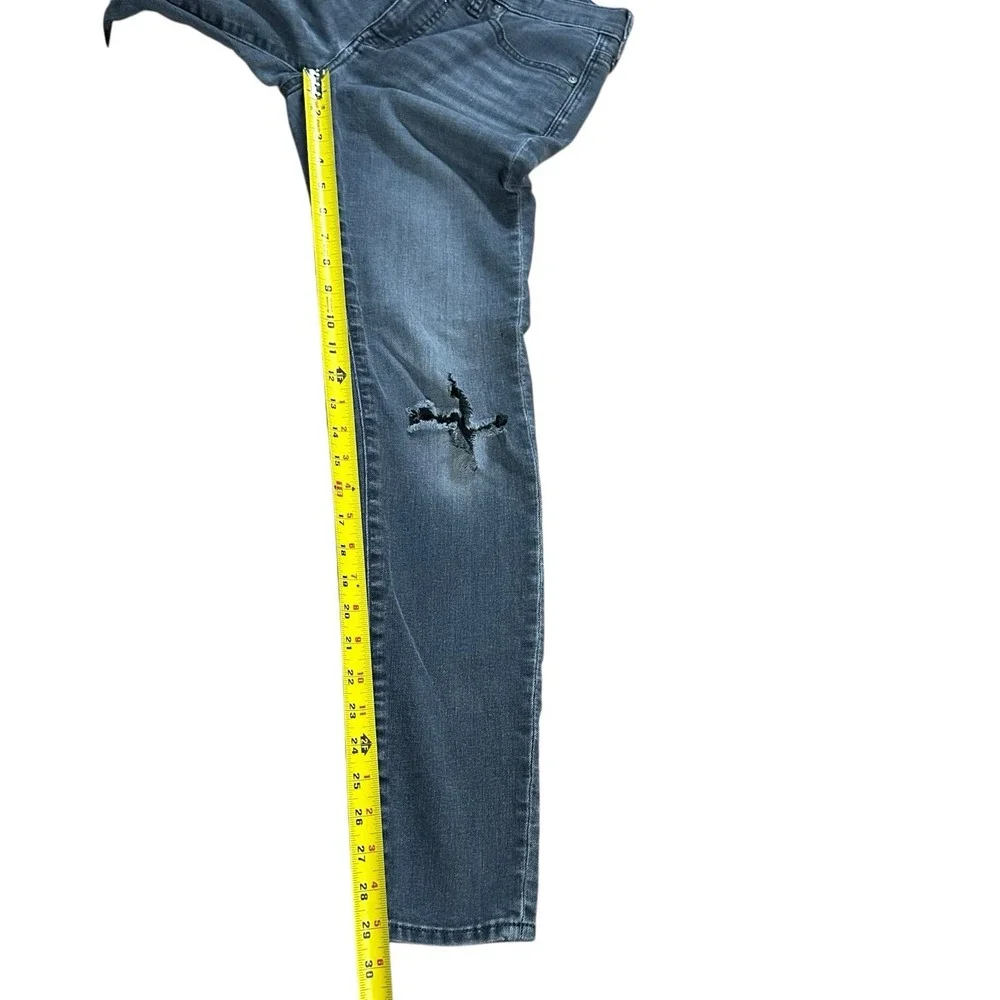 Madewell‎ Mid-Rise Skinny Black Acid Wash Jeans Distrss Size 28T Tall